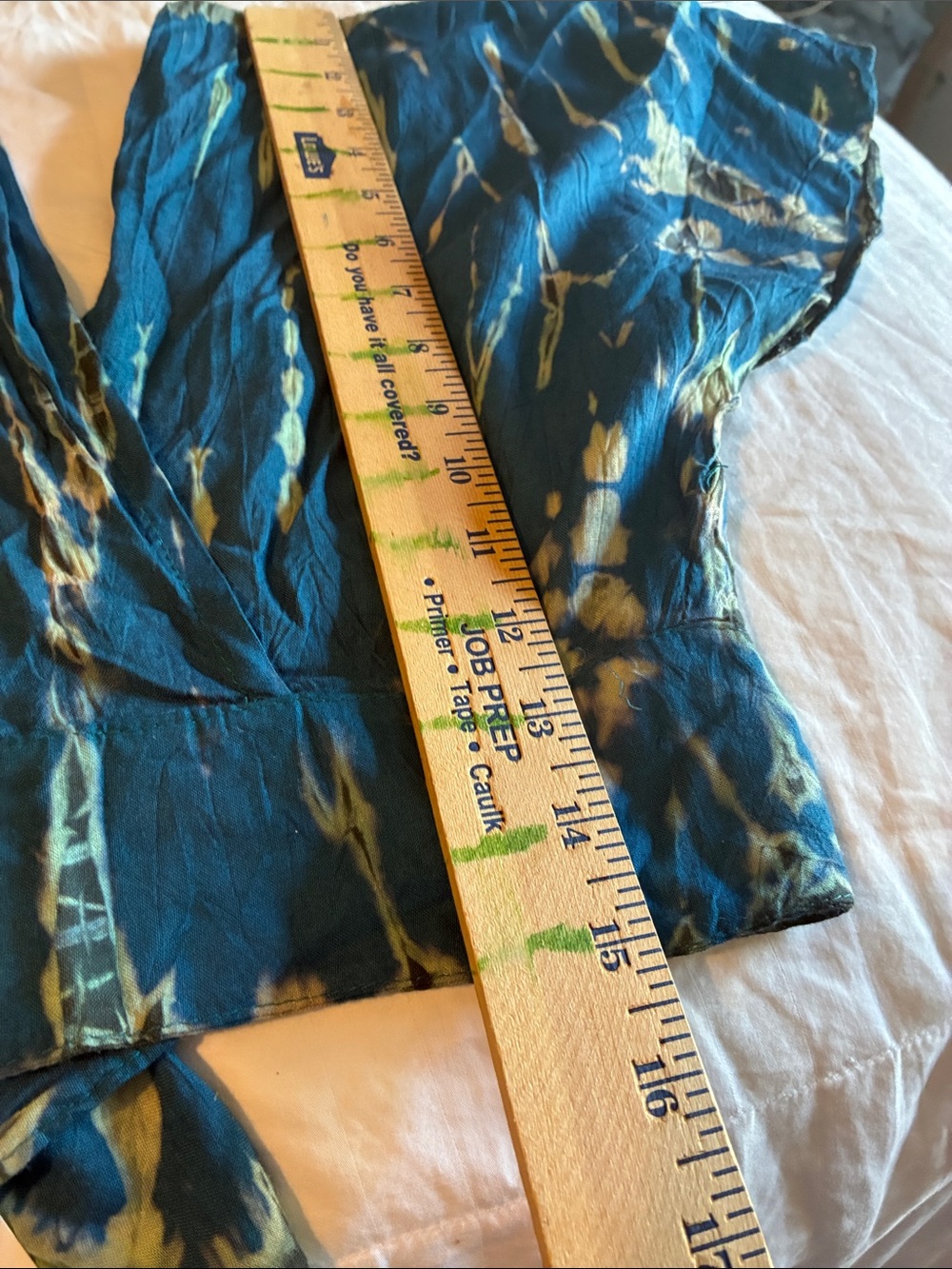 BOGO FREE-Blue Tie-Dye, Flowy Wrap Style Crop Top W/Tie Closure- Size Small - Picture 9 of 9